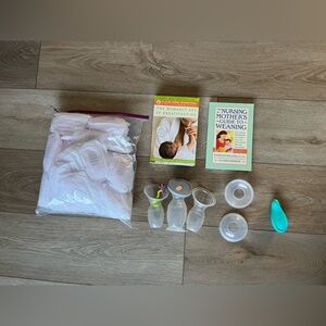 Breastfeeding Supplies Lot - Pads, Haakas, Shields, Massager, Books